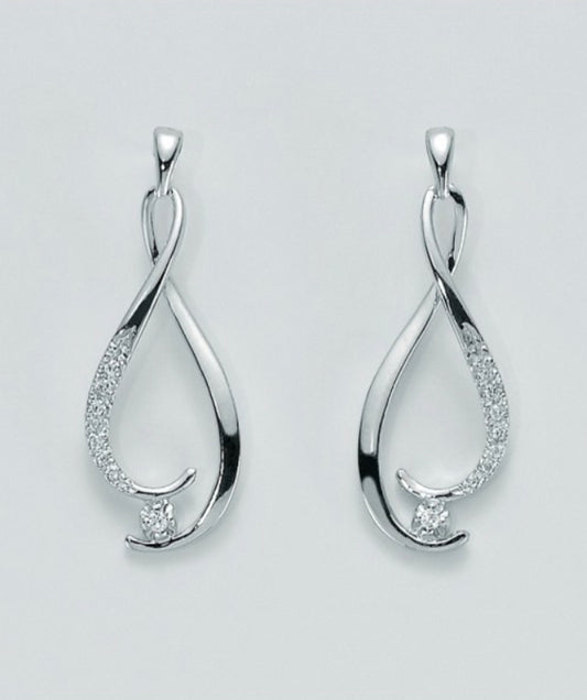 Orecchini Pendenti in Oro Bianco 18kt e Diamanti Miluna ERD2053