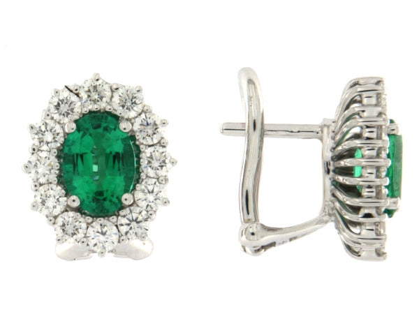 Orecchini a clips con Smeraldo e Diamante in Oro Bianco Mirco Visconti IE84/B20S