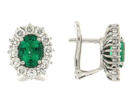 Orecchini a clips con Smeraldo e Diamante in Oro Bianco Mirco Visconti IE84/B20S