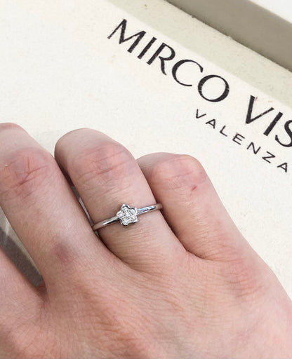 Anello Fiore con Diamante in Oro Bianco Mirco Visconti LF239