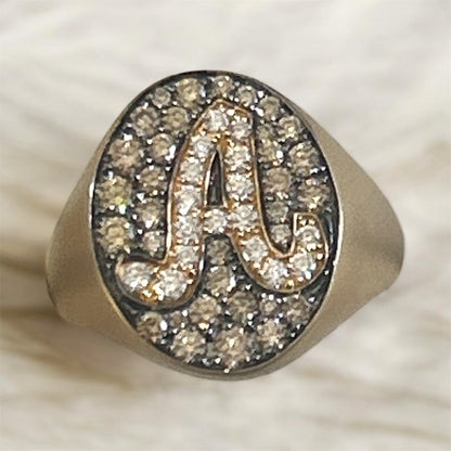 Anello Iniziale A Oro Rosa Satinato 18 kt E Diamanti Brown Crivelli 303-334-A