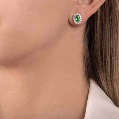Paio Orecchini con Smeraldo e Diamante in Oro Bianco Mirco Visconti Z685S/B20S
