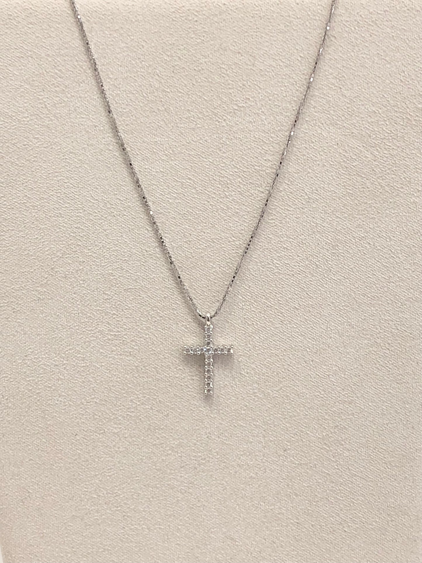 Girocollo Croce in Oro Bianco e Diamante Mirco Visconti BG60/20