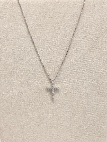 Girocollo Croce in Oro Bianco e Diamante Mirco Visconti BG60/20