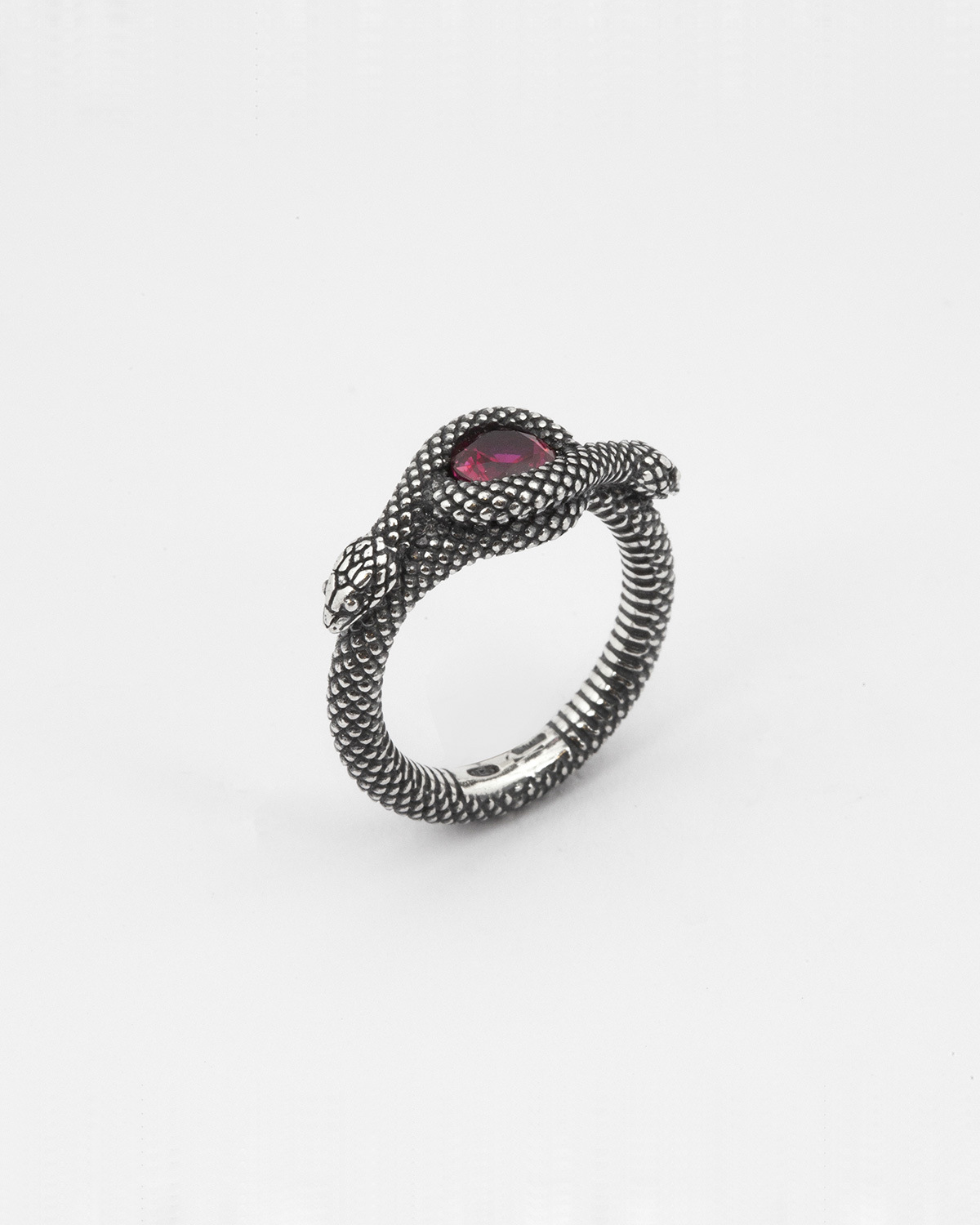 Anello Fedina Solitario Serpente Pietra Rossa Argento NOVE25 N25ANE00424