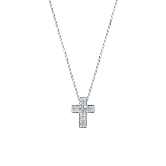 Girocollo Croce con Diamante in Oro Bianco Mirco Visconti GM104/20