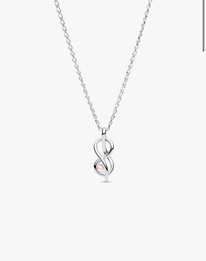 Collana Legame Infinito con Perla Rosa Artificiale Pandora 393762C01-50
