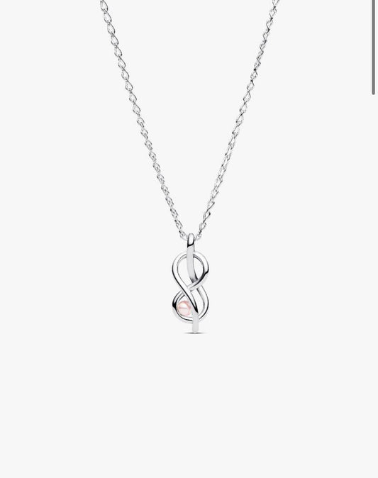 Collana Legame Infinito con Perla Rosa Artificiale Pandora 393762C01-50