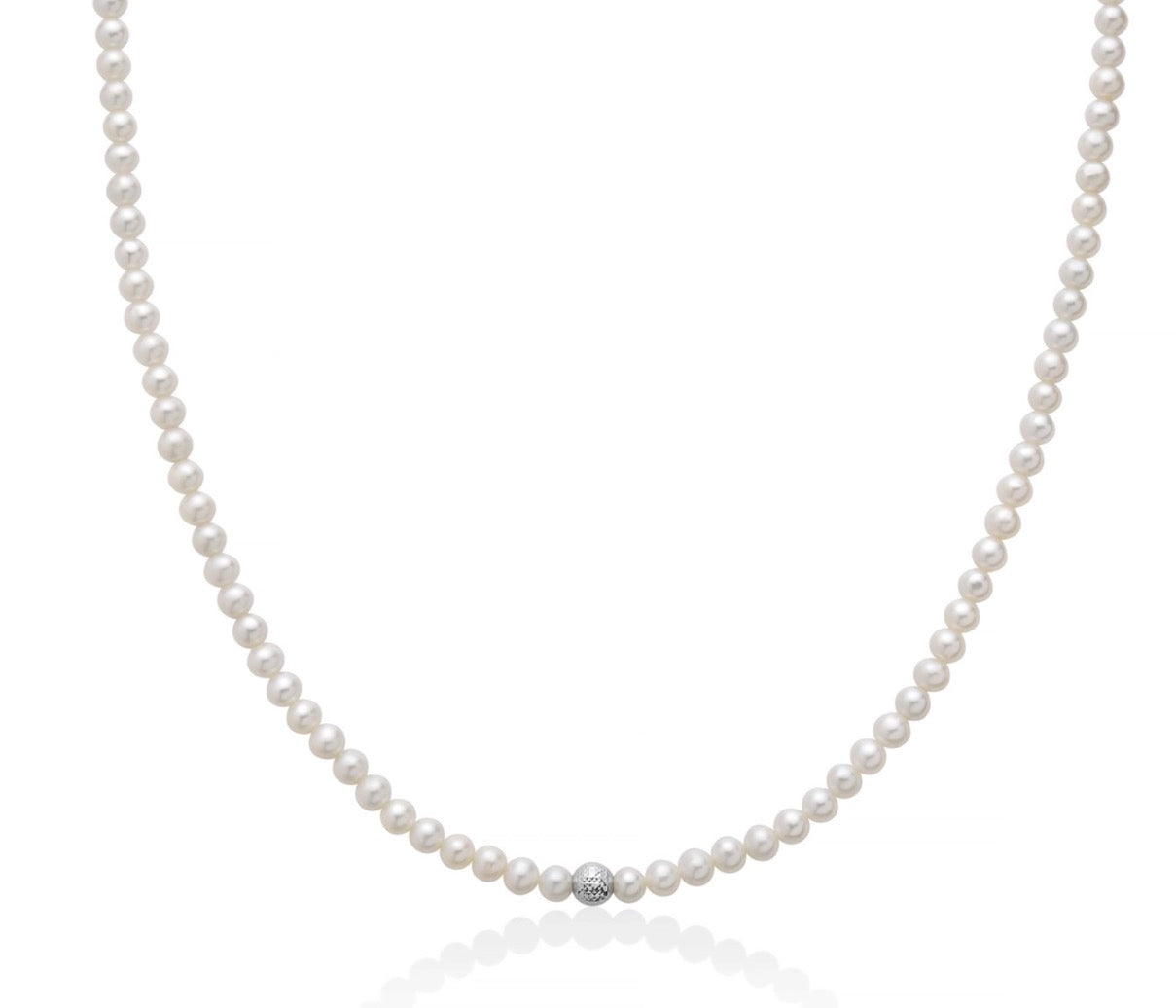 Collana di Perle Boule E Fantasia con centrale in Oro Bianco 4-4,5 mm Miluna PCL6747