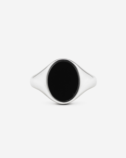 Anello Chevalier Ovale Argento Smalto Nero NOVE25 N25ANE00067