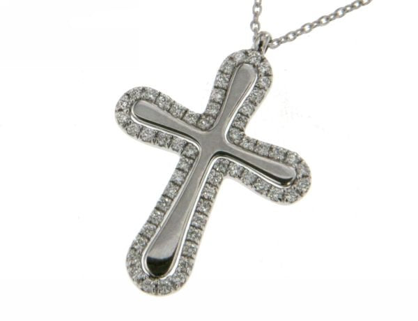 Girocollo Croce con Diamante in Oro Bianco Mirco Visconti AB942