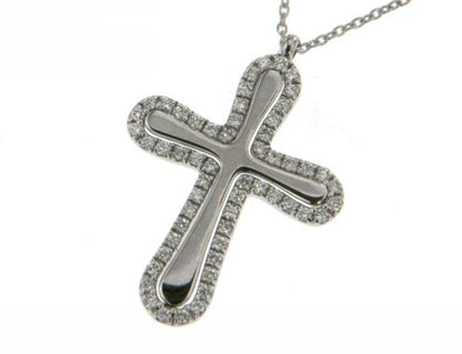 Girocollo Croce con Diamante in Oro Bianco Mirco Visconti AB942