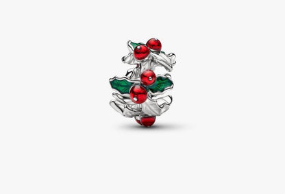 Charm Agrifoglio di Natale con Finitura in Platino Pandora 734974C01