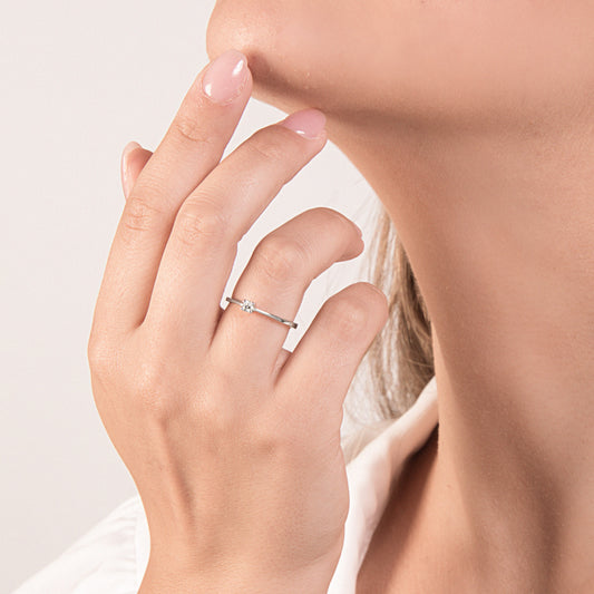 Anello Solitario con Diamanti Oro Bianco Mirco Visconti AL546/20