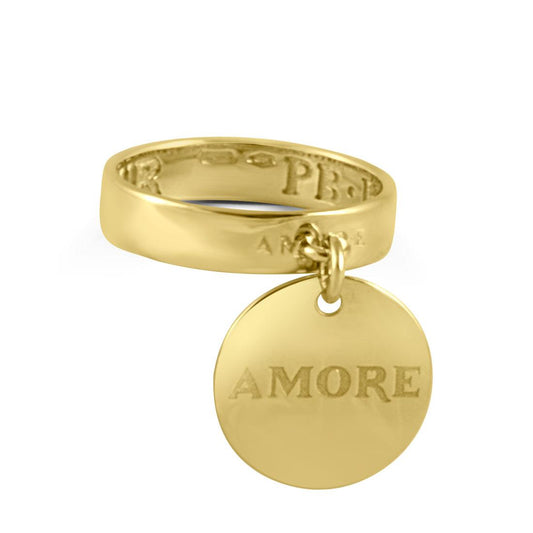 Fede love ring in yellow gold with pendant Pasquale Bruni 13643