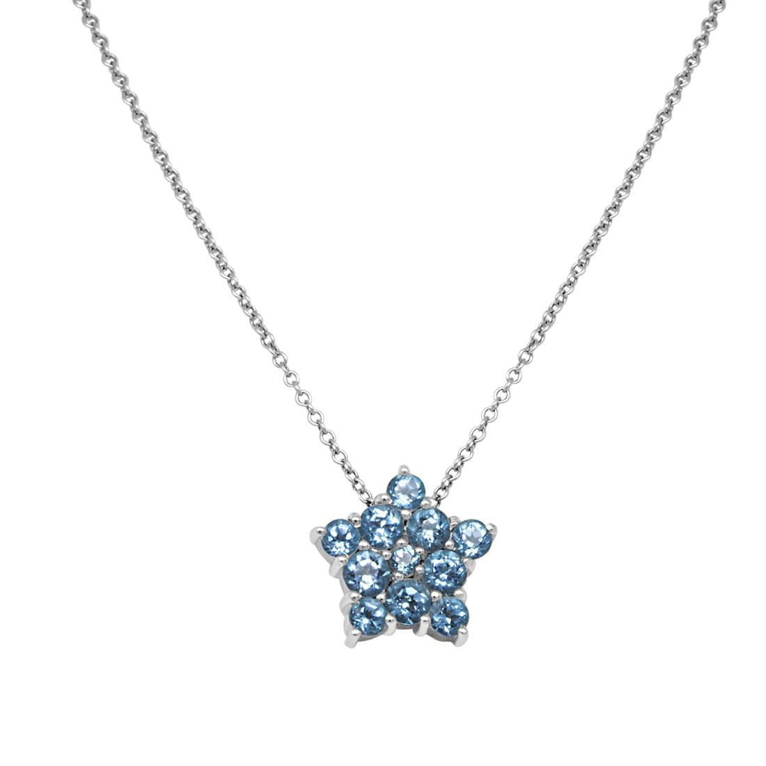 Star Necklace White Gold and Semiprecious Stones Pasquale Bruni 9713b