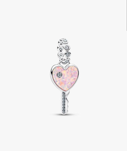Charm Pendente Chiave a Cuore Opale Rosa Argento Sterling 925 Pandora 794427C01