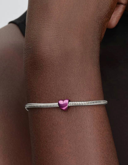 Mini Charm Cuore effetto metallico rosa Pandora 794785C01