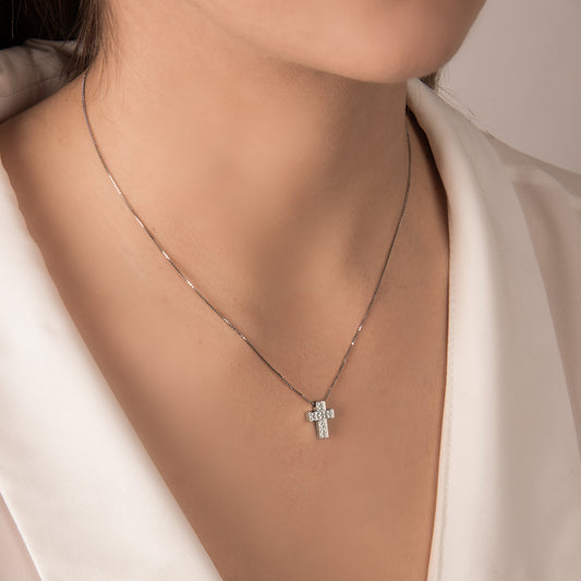 Girocollo Croce con Diamante in Oro Bianco Mirco Visconti GM104/10