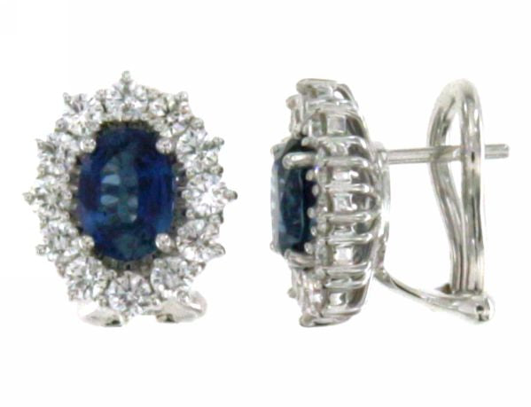Orecchini a clips con Zaffiro e Diamante in Oro Bianco IE84/B20Z