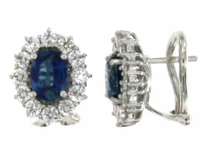 Orecchini a clips con Zaffiro e Diamante in Oro Bianco IE84/B20Z