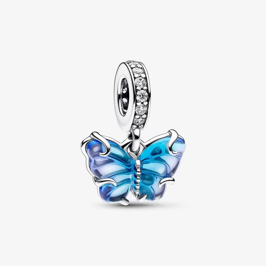 Blue Murano Glass Butterfly Pendant Charm Pandora 792698C01