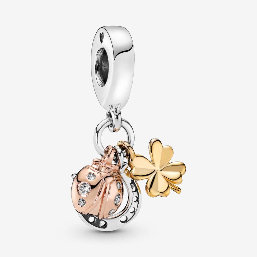 Charm pendente Ferro di cavallo, quadrifoglio e coccinella Pandora 798717c01