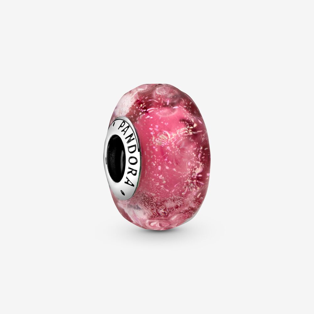 Pink Murano Glass Charm With Pandora Waves 798872C00