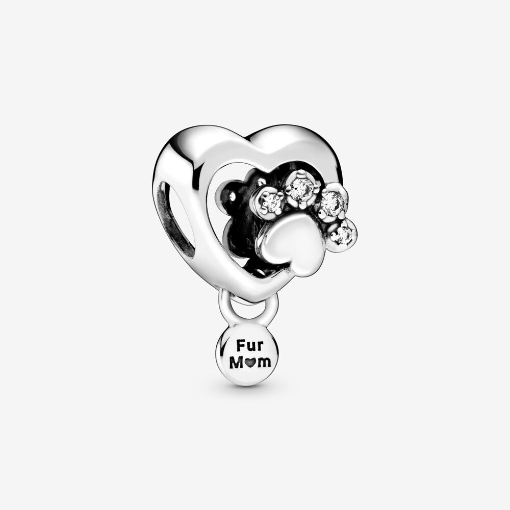 Paw and Sparkling Heart Charm Pandora 798873c01