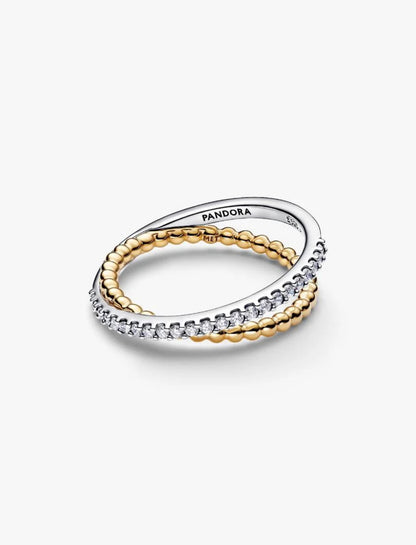 Anello Fascia Intrecciata Sfere e Pavé Pandora 164827c01