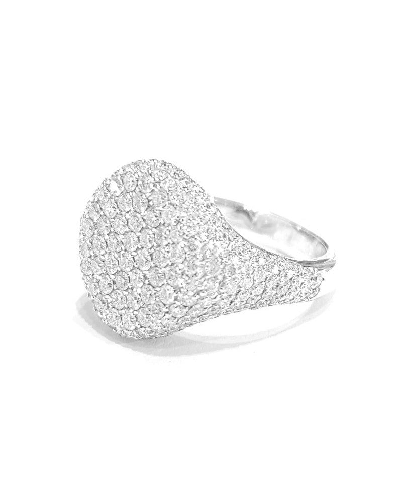 Anello Chevalier Pavé Oro Bianco 18kt E Diamanti