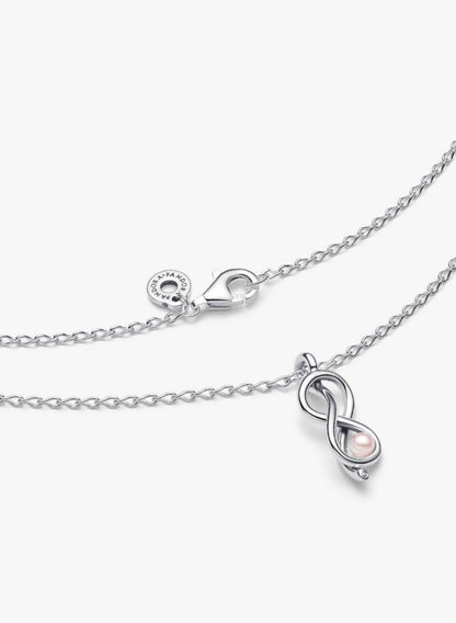 Collana Legame Infinito con Perla Rosa Artificiale Pandora 393762C01-50