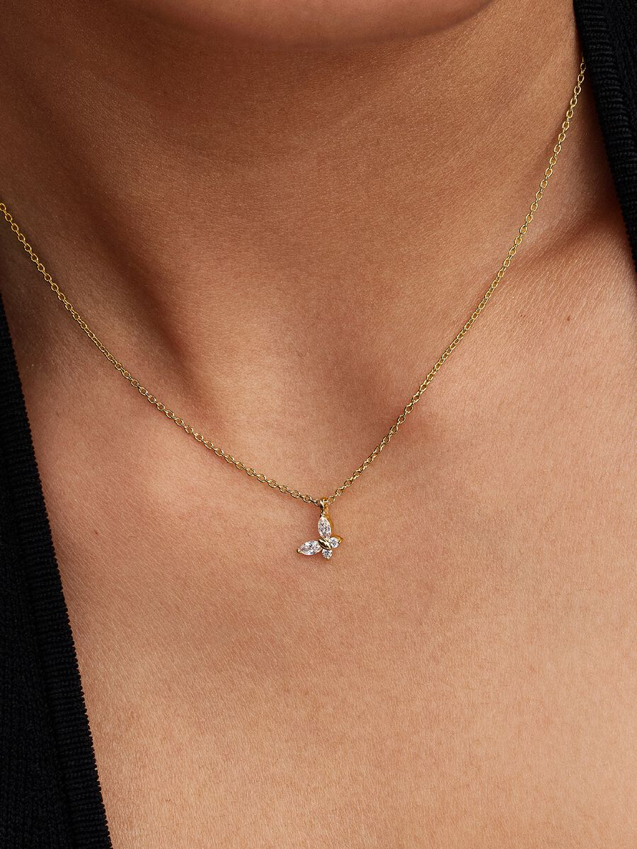 Collana con pendente Farfalla Placcatura in Oro 14k Pandora 364267C01-45