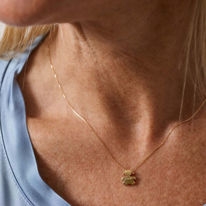 Ciondolo i Tesorini con Sagoma Bimba e Catena in Oro Giallo 18 kt Le Bebè LBB919
