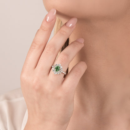 Anello con Smeraldo e Diamante in Oro Bianco Mirco Visconti GB55/20S