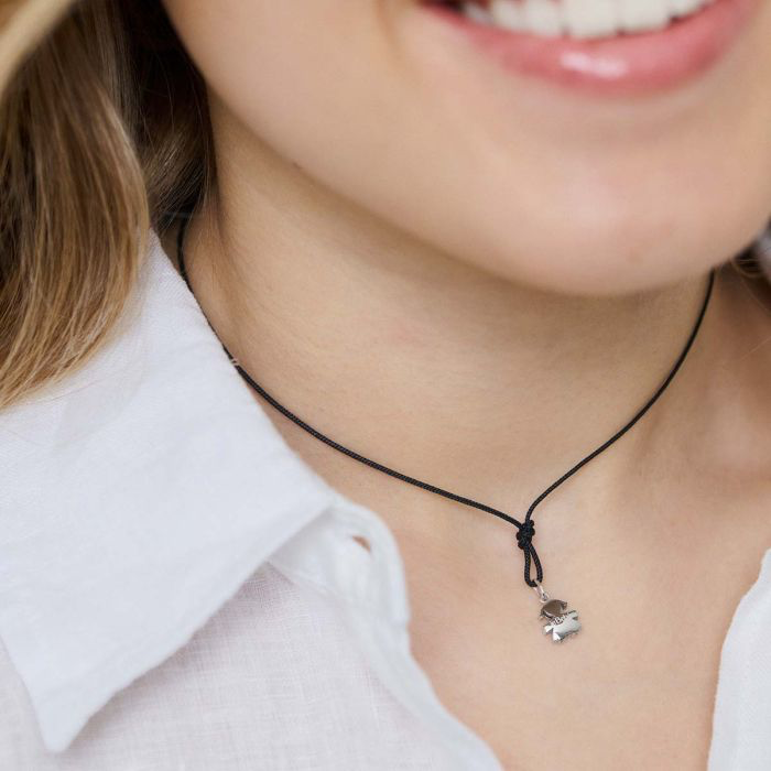 Ciondolo i Tesorini Mini con Sagoma Bimba in Oro Bianco 18 kt Le Bebè LBB941