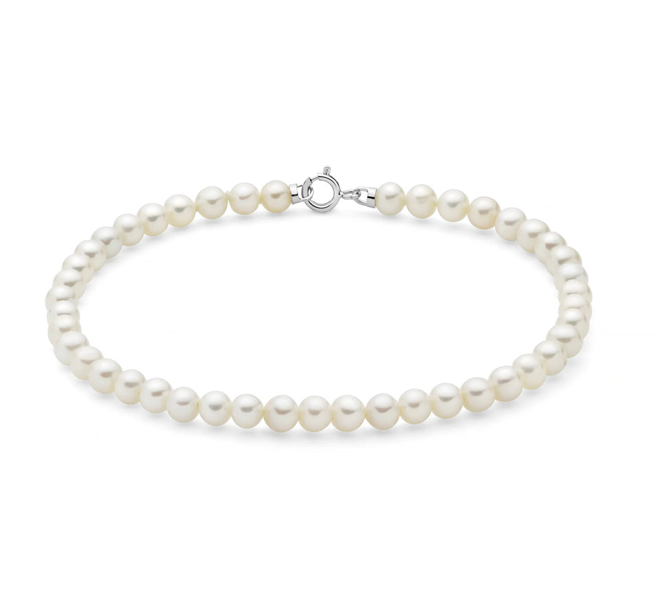 Bracciale di Perle Oriente con Chiusura in Oro Bianco 4,5-5 mm Miluna PBR3730