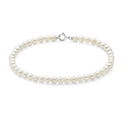 Bracciale di Perle Oriente con Chiusura in Oro Bianco 4,5-5 mm Miluna PBR3730