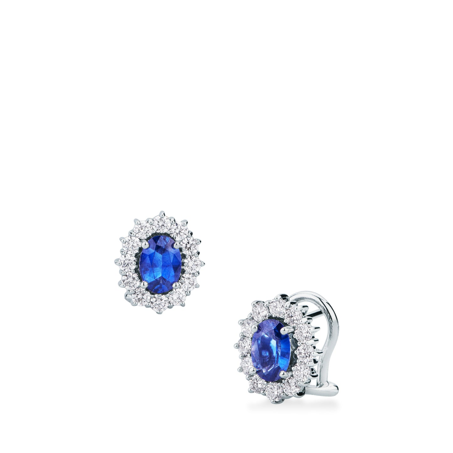 Orecchini a clips con Zaffiro e Diamante in Oro Bianco IE84/B20Z