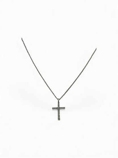 Girocollo Croce Oro Bianco 18 kt E Diamanti Crivelli 234-3977