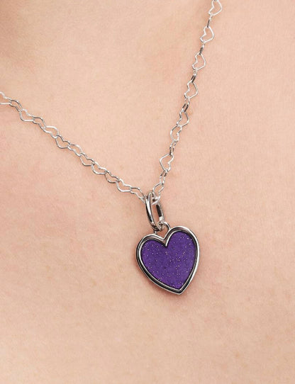 Charm Pendente Cuore Viola da Incidere con Finitura in Platino Pandora 735088C02