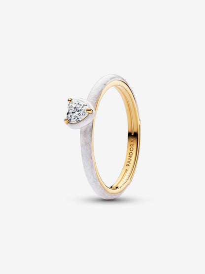 Anello White Chakra Heart Pandora ME Placcatura in Oro 14k 163088C01