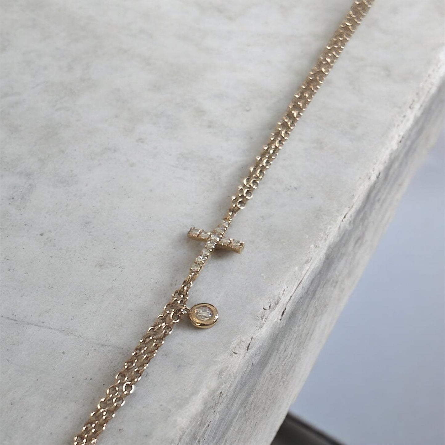 Bracciale Croce Oro Rosa 18 kt E Diamanti Crivelli 234-3576-BR