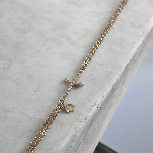 Bracciale Croce Oro Rosa 18 kt E Diamanti Crivelli 234-3576-BR