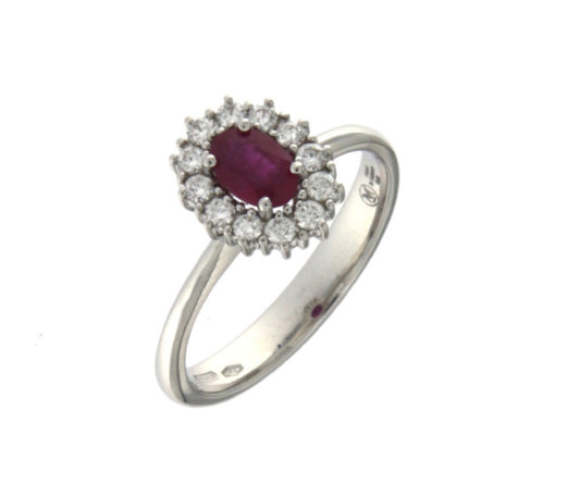 Anello con Rubino e Diamante in Oro Bianco Mirco Visconti IE82/B10R
