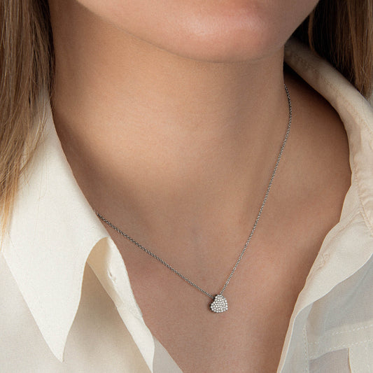 Girocollo Cuore con Diamante in Oro Bianco Mirco Visconti P1237/5