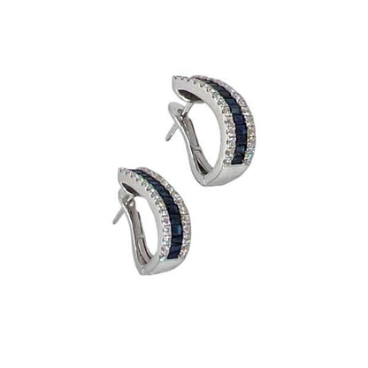 Orecchini con Zaffiro e Diamante in Oro Bianco Mirco Visconti EL255