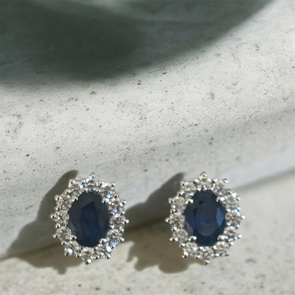 Orecchini Oro Bianco 18 KT E Zaffiri Crivelli 326-BO-1000-7-5