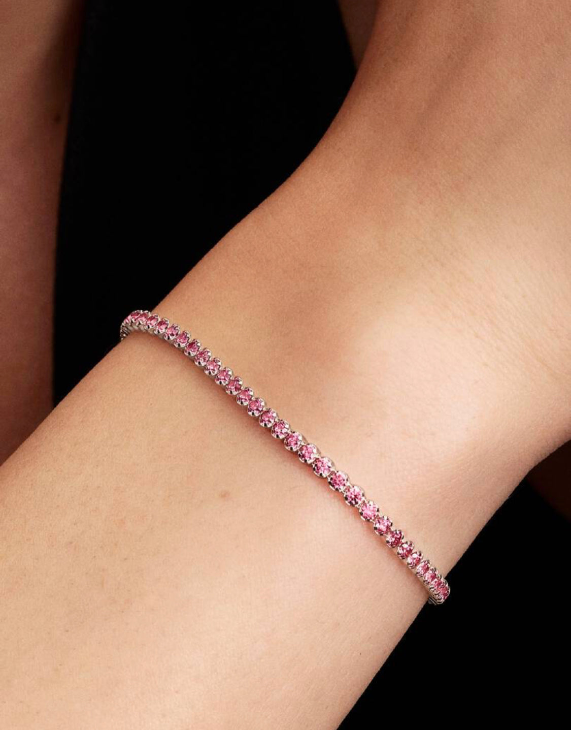 Bracciale Tennis con Pietre Rosa Piccole Argento Sterling 925 Pandora 593927C02