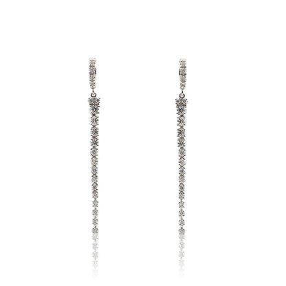 Orecchini Tennis Pendente Oro Bianco 18 Kt E Diamanti Crivelli 370-XE6129